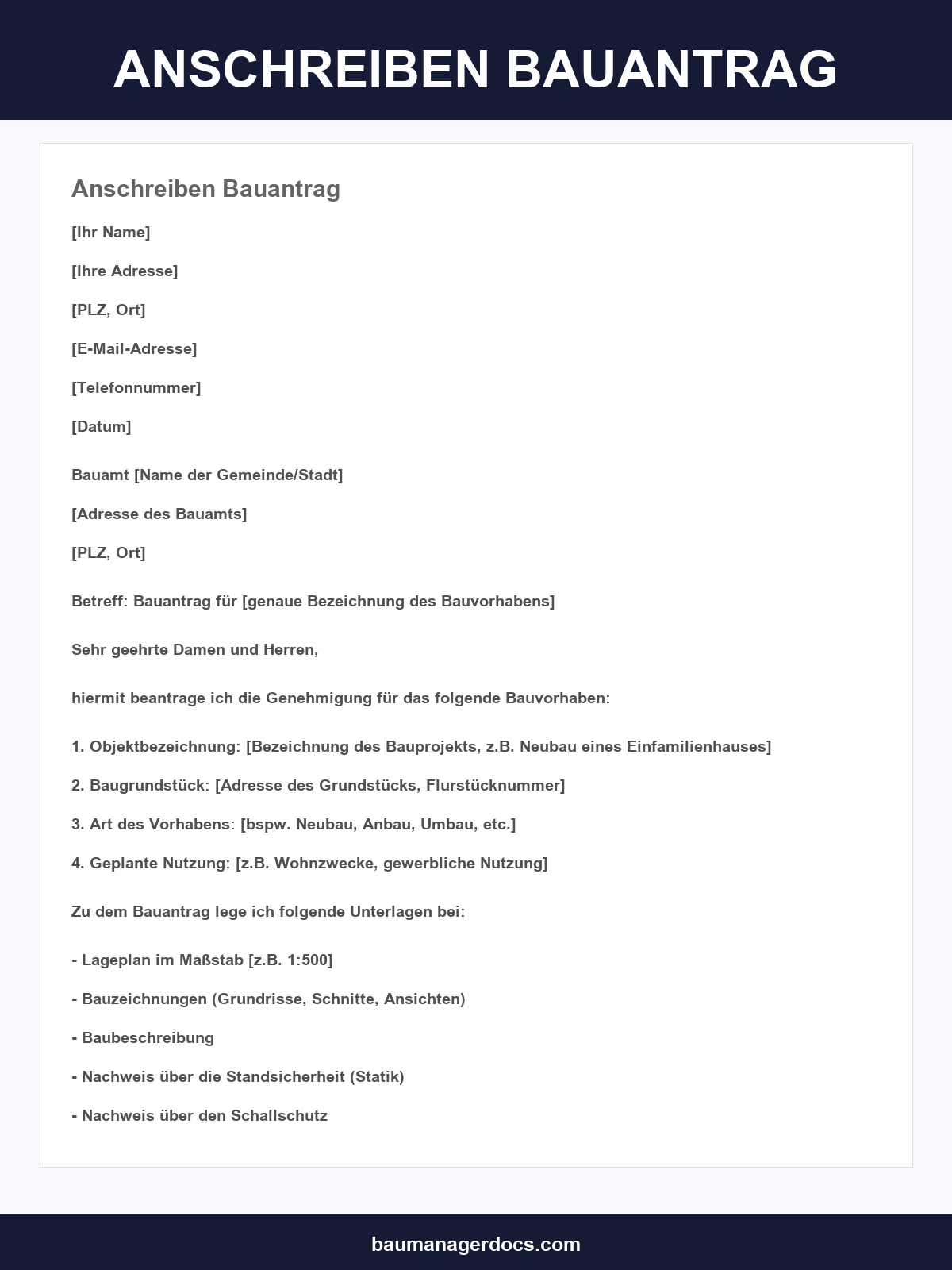 Anschreiben Bauantrag Muster