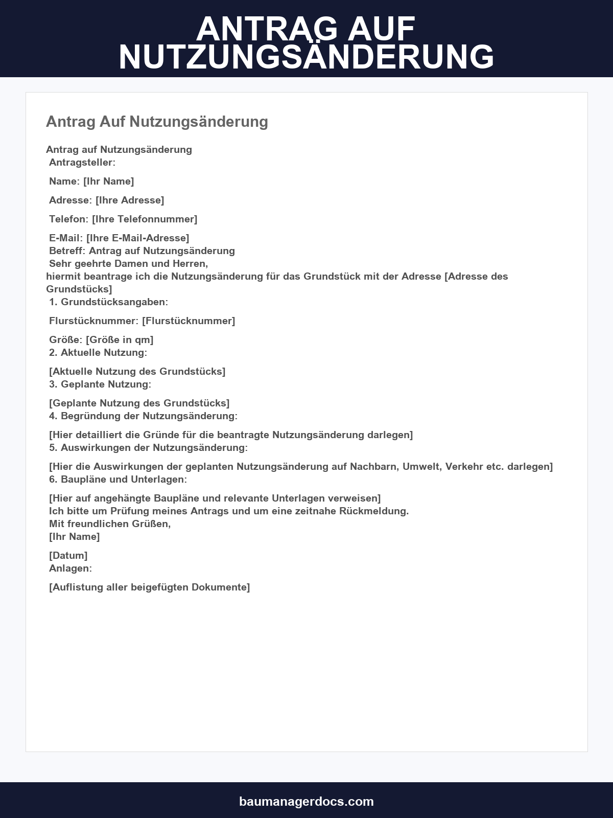 Antrag Auf Nutzungsänderung