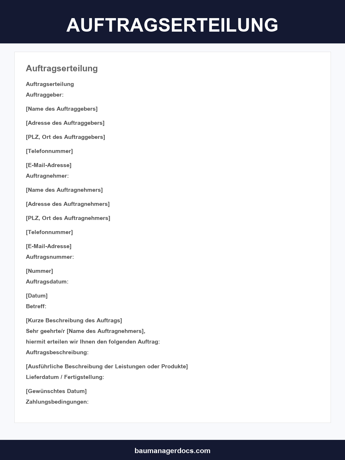 Auftragserteilung Muster Email
