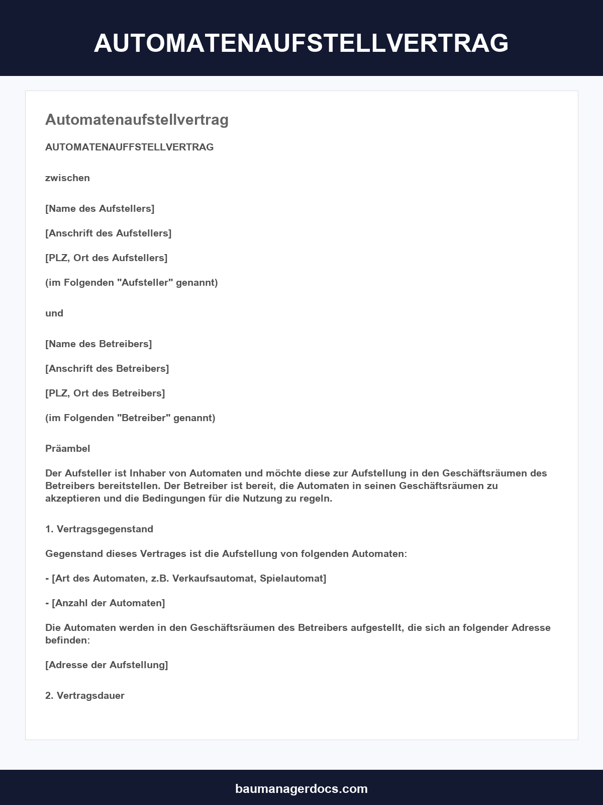 Automatenaufstellvertrag