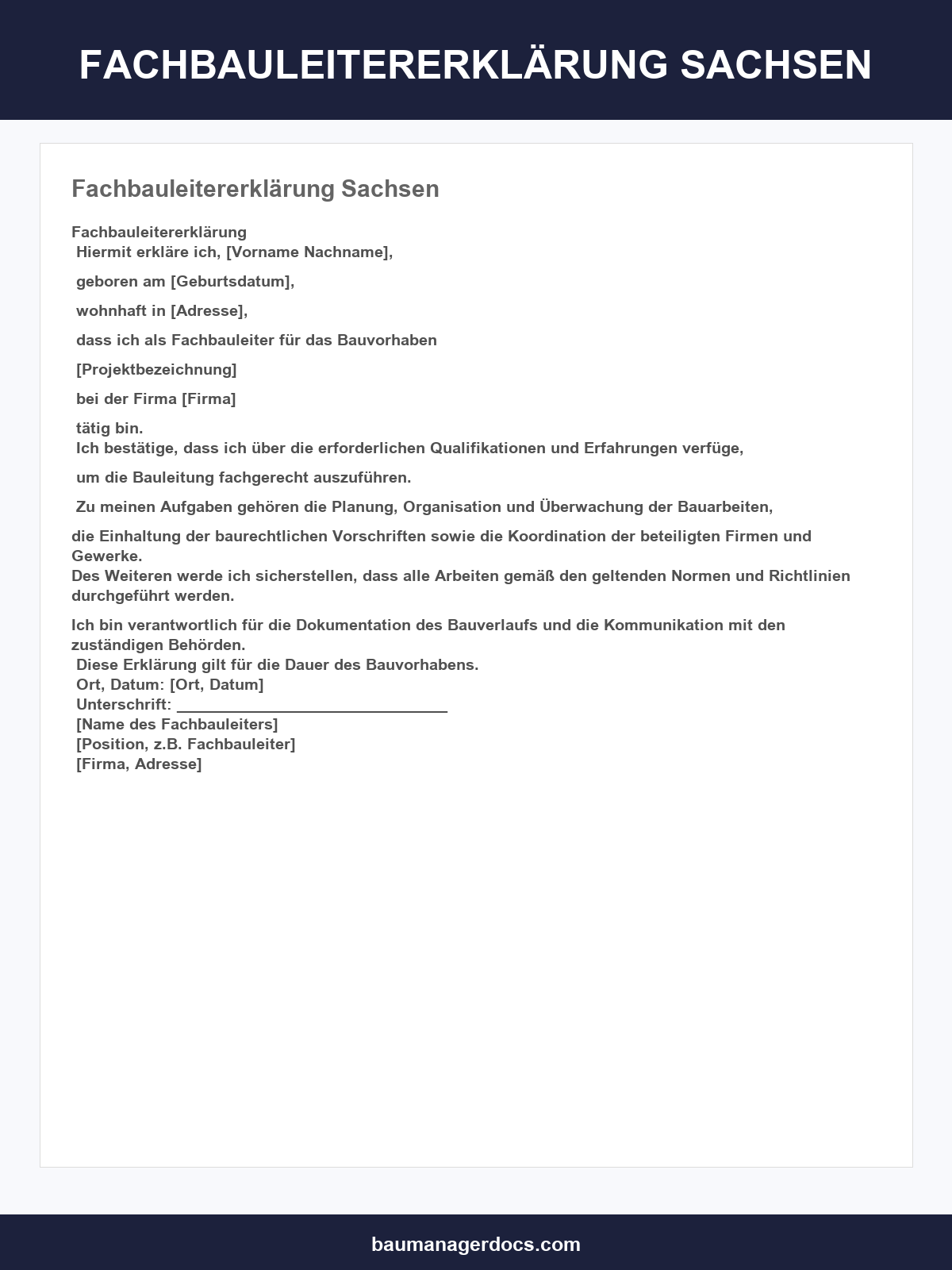 Fachbauleitererklärung Sachsen