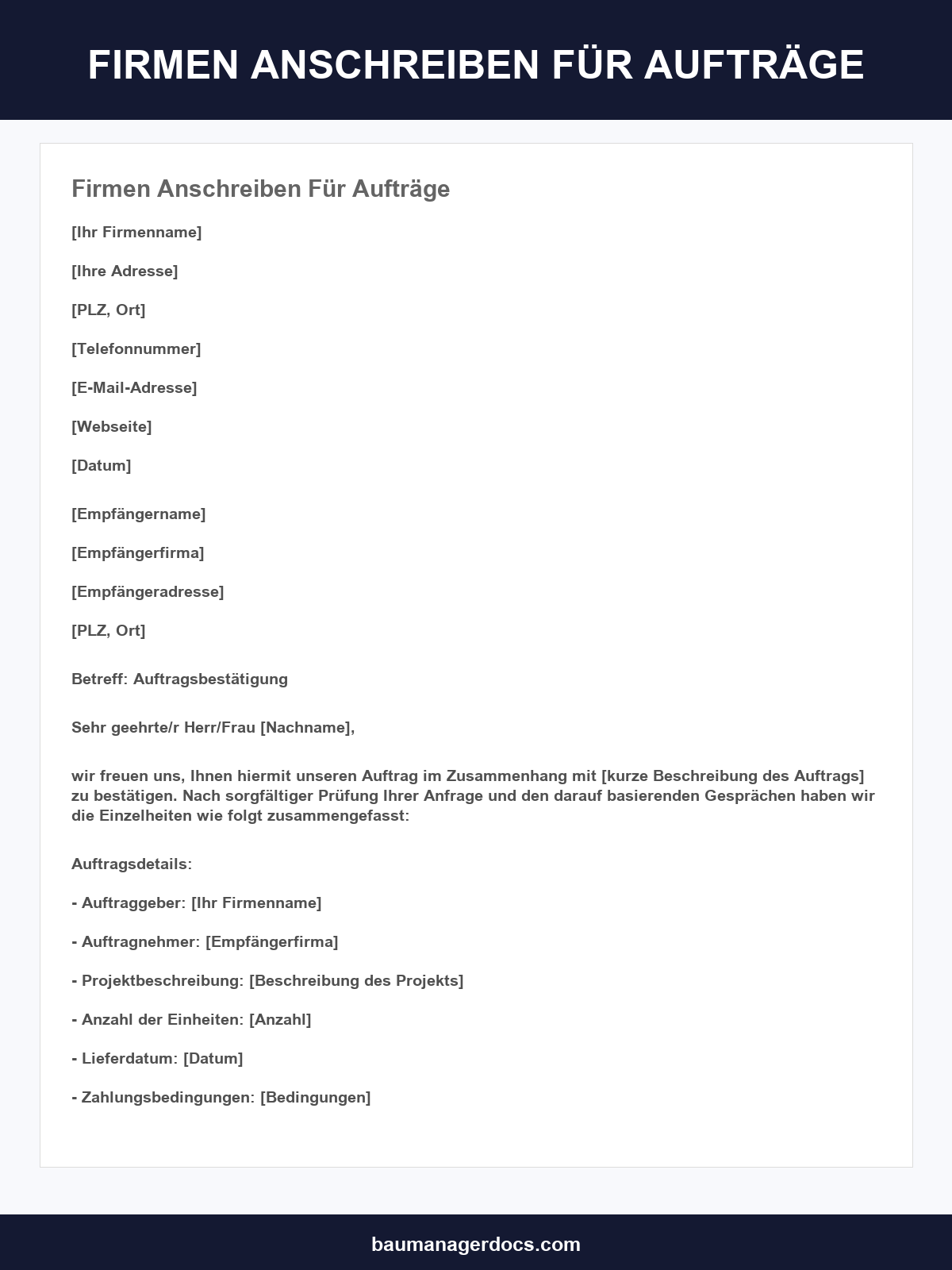 Firmen Anschreiben Für Aufträge Muster