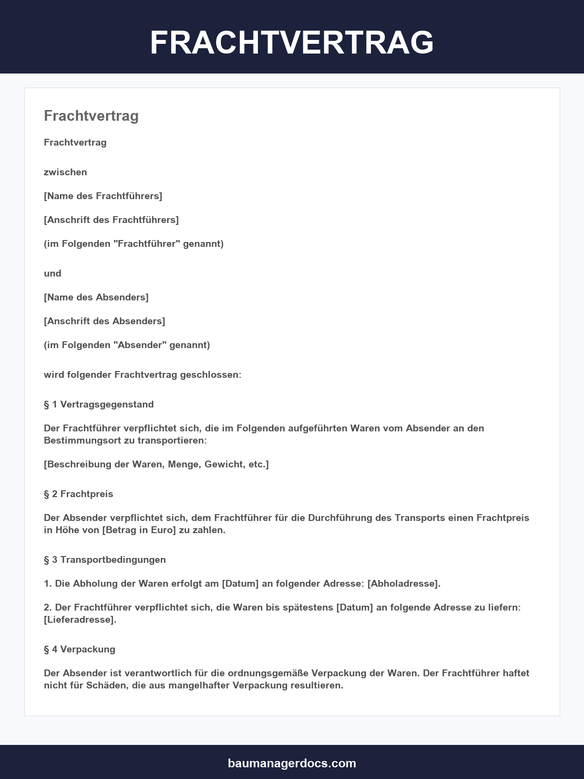Frachtvertrag Muster