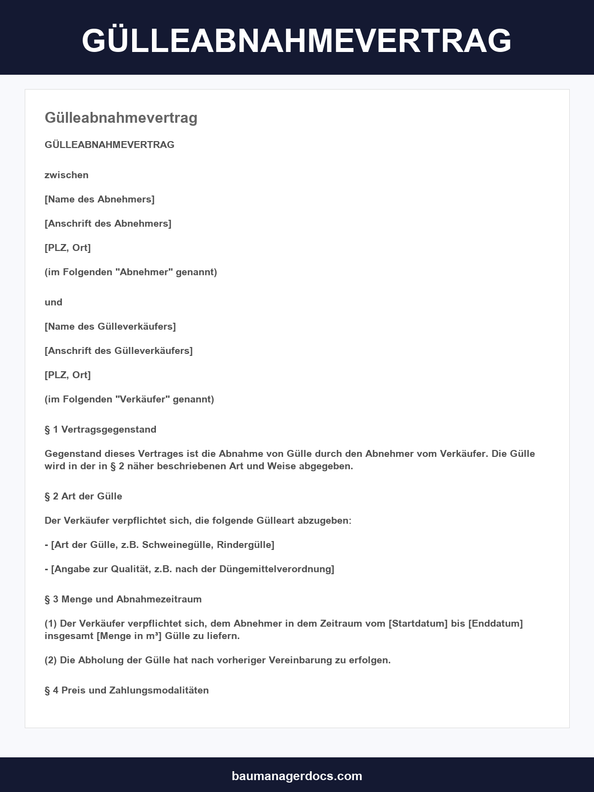 Gülleabnahmevertrag