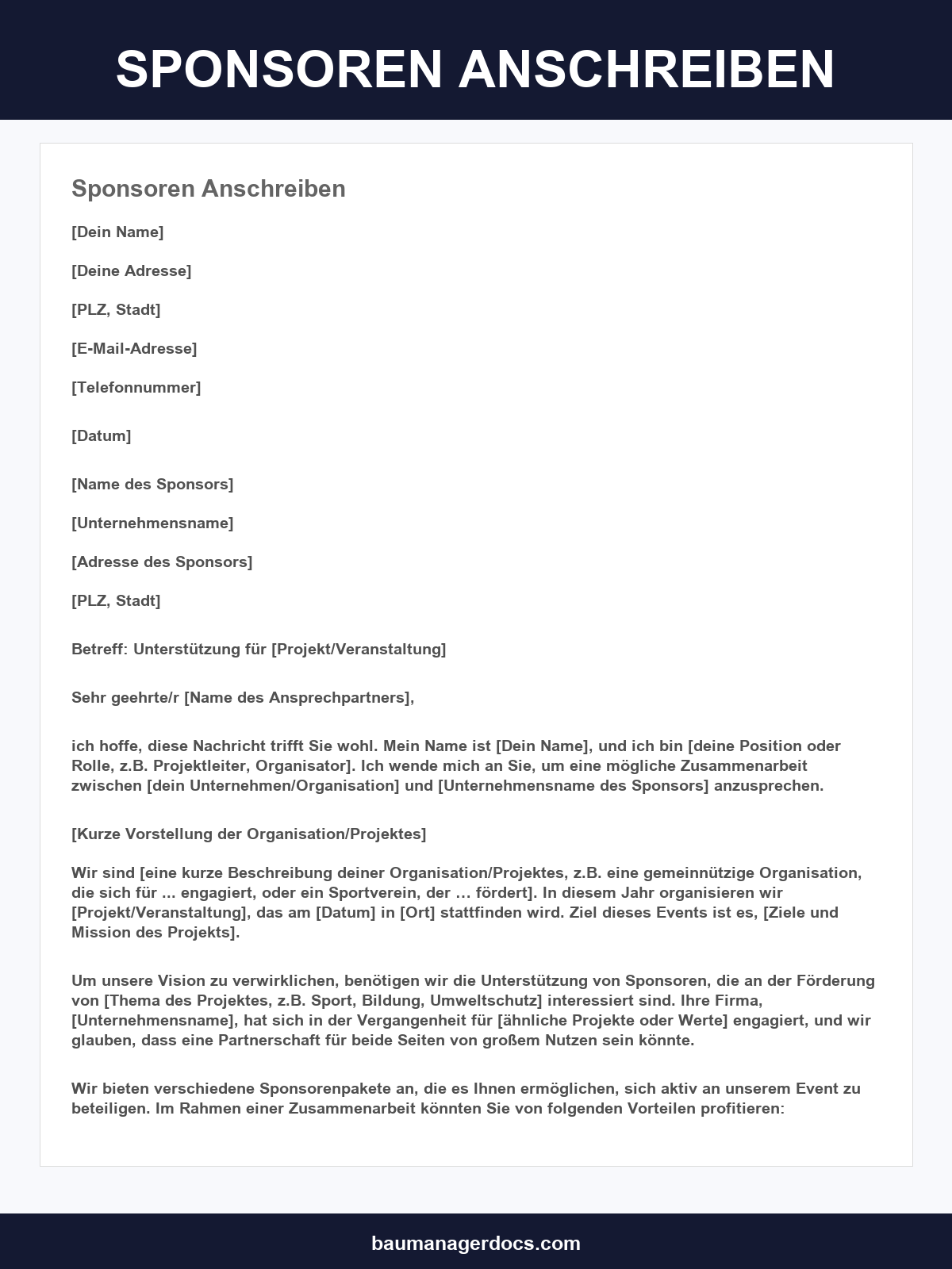 Sponsoren-Anschreiben Muster