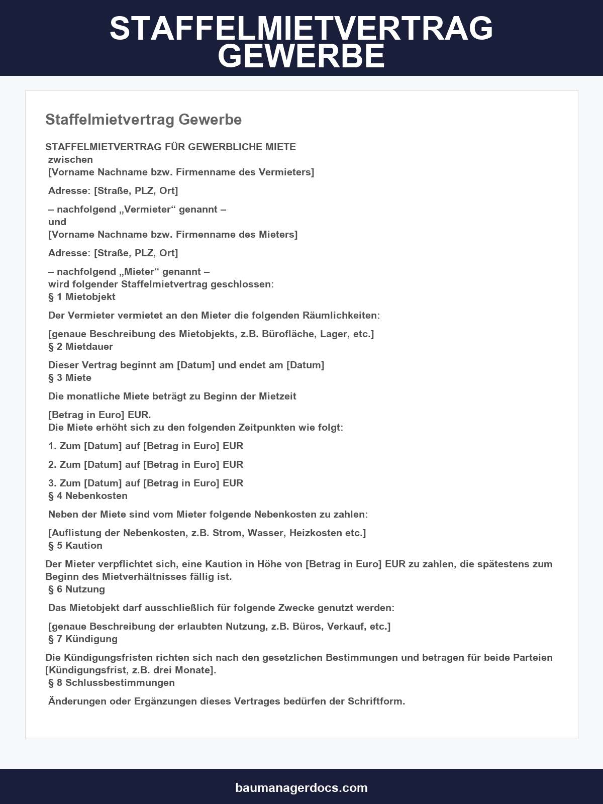 Staffelmietvertrag Gewerbe