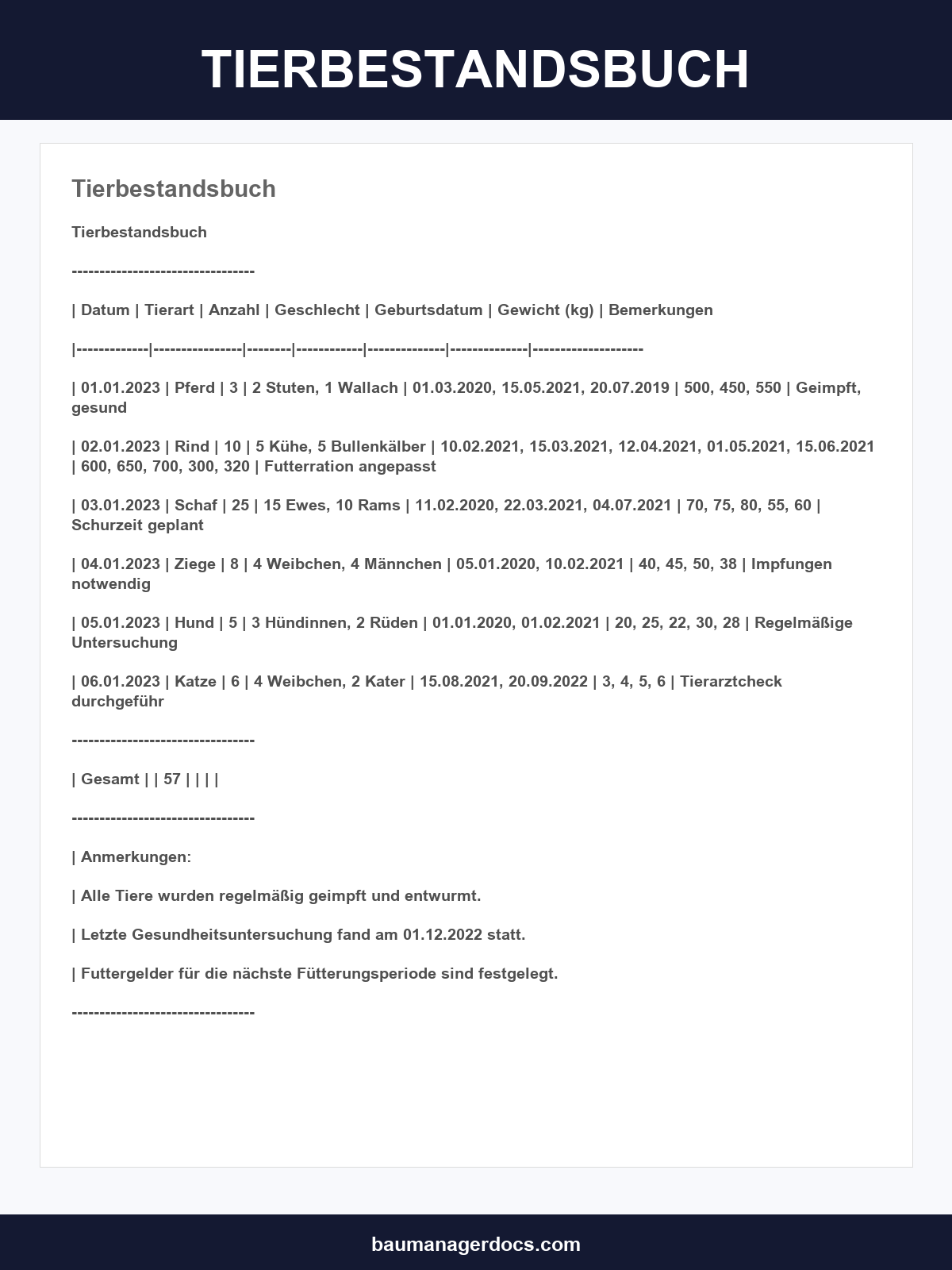 Tierbestandsbuch