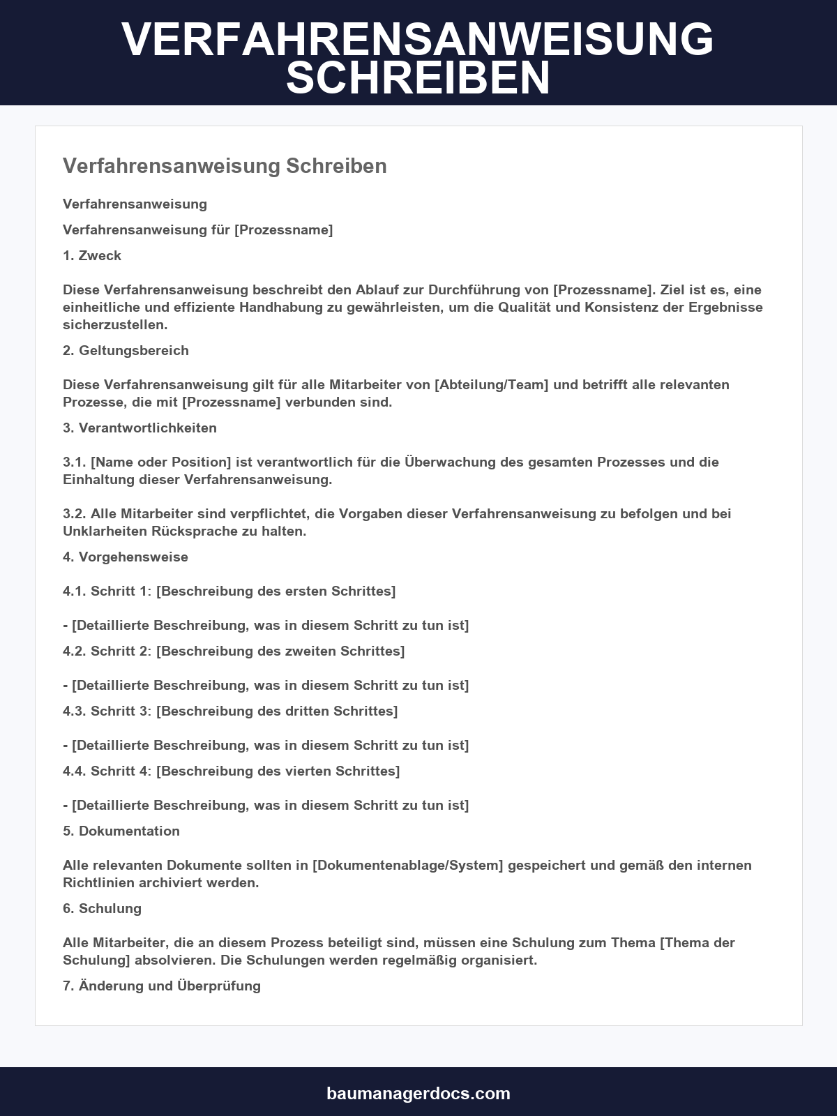 Verfahrensanweisung Schreiben